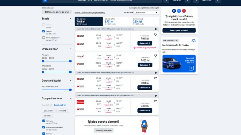 Criză bugetară? Noul președinte al Senatului, bilet de avion București - Osaka de 7.000€. Explicația - Foto: captură ecran skyscanner.ro