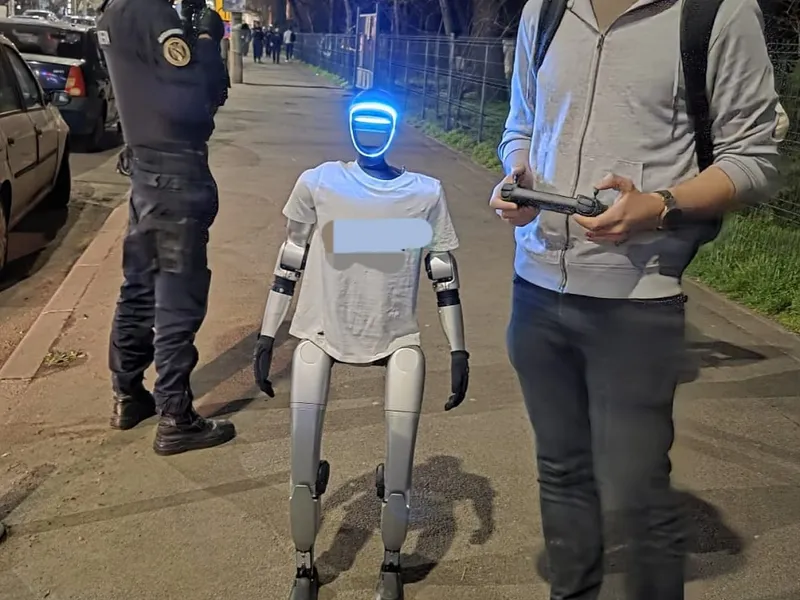 Cum a ajuns un robot la mitingul ”EuRo Manifest” din Piața Victoriei? Ce făcea acolo de fapt? - Foto: Jandarmeria