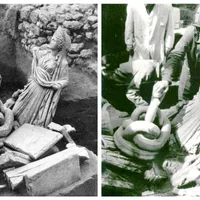 Misterul tezaurului descoperit la Constanța: Statuia șarpelui cu cap de ovină e unică în lume - Foto: mnac.ro