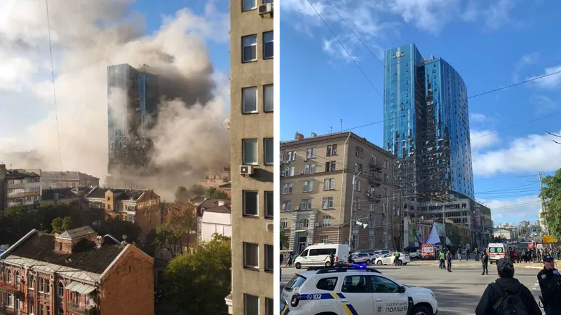 Clădirea Consulatul Germaniei la Kiev a fost lovit de o rachetă rusească. Ambasada României a scăpat - FOTO: Twitter/GlasnostGone