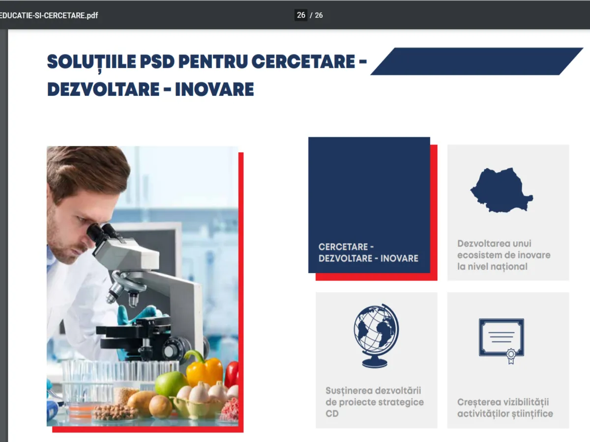 Pogram guvernare PSD în cercetare