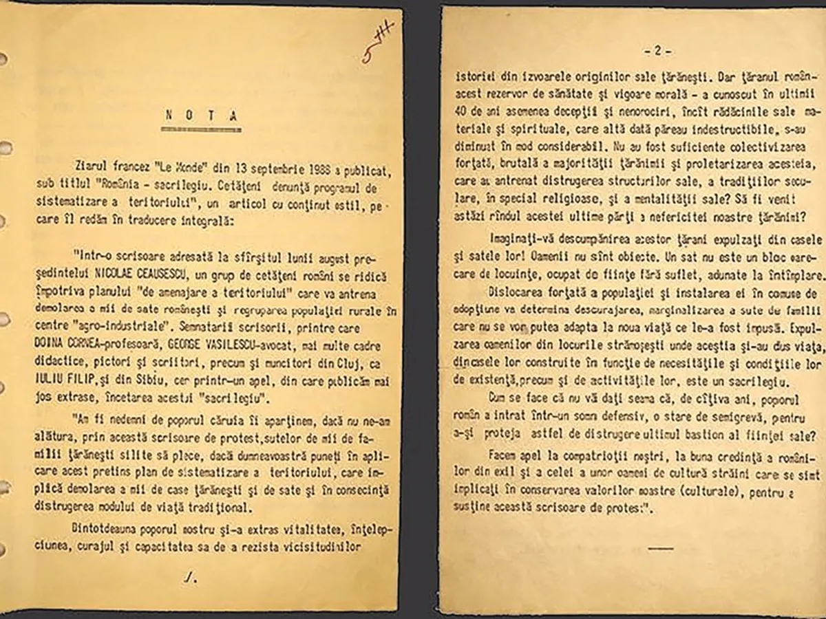 DOCUMENT Una dintre notele scrise de securiști în dosarul „Diana“