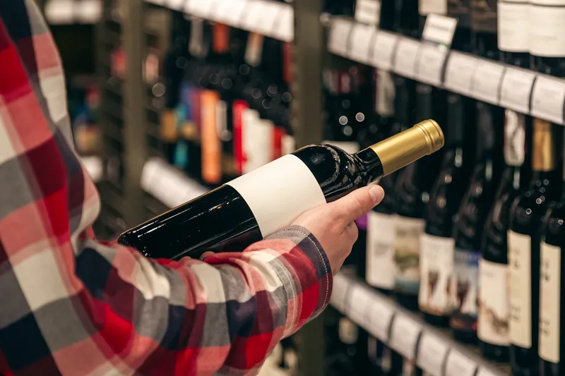 Bărbat sticlă de vin