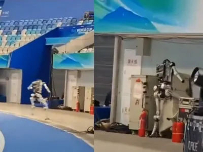 Un robot umanoid a ratat pista de atletism și s-a izbit de parapet - Foto: captură Instagram