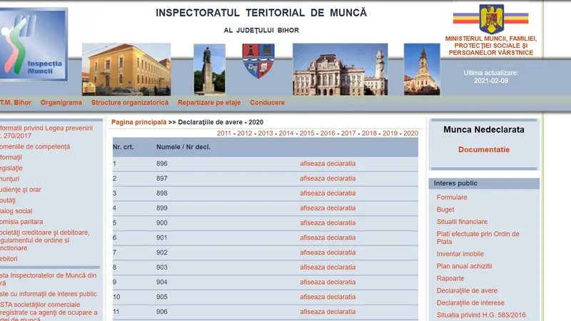 Așa arată declarațiile de avere pe site-ul ITM Bihor.