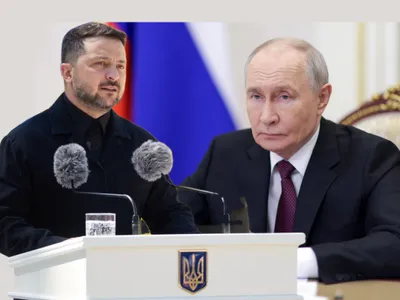 Volodimir Zelenski și Vladimir Putin - Foto: Profimedia images