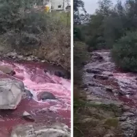 Fenomen straniu. Apa unui râu din România a devenit „sângerie” peste noapte - FOTO: Captura video