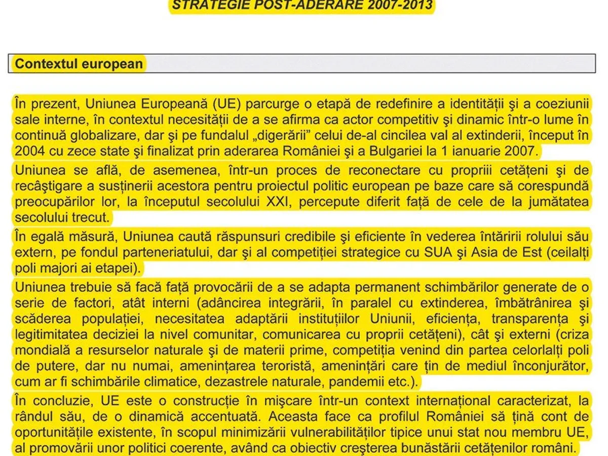 DOVEZI „Strategia post-aderare a României la UE 2007-2013“ a fost furată de Iordache