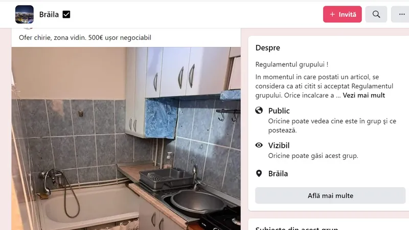 Anunțul de pe Facebook
