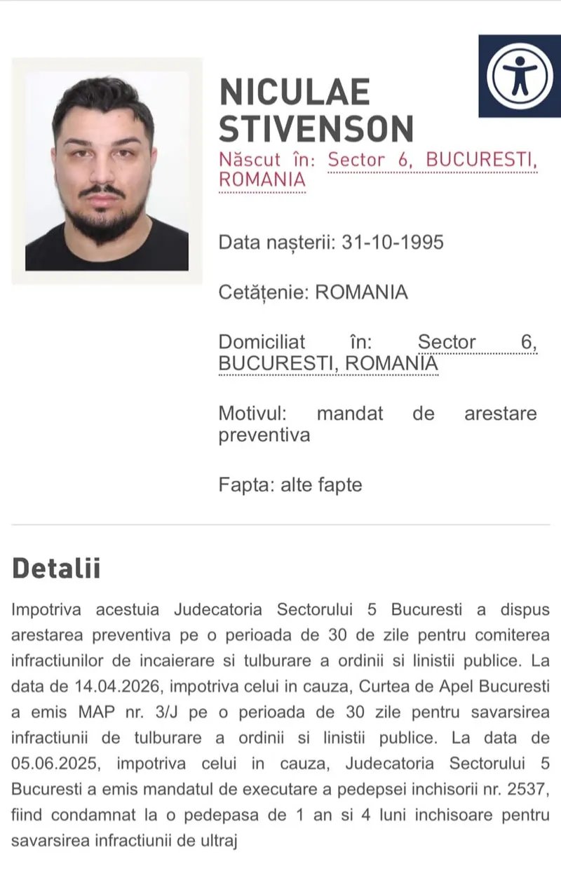 Niculae Stivenson - captură site Poliția Rom&acirc;nă