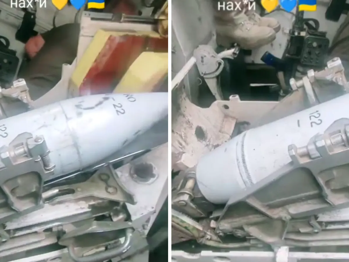 Cum arată obuzele HE-FRAG de 122 mm trimise de România în Ucraina. Zboară cu 690 metri/secundă/FOTO: Captura video Twitter