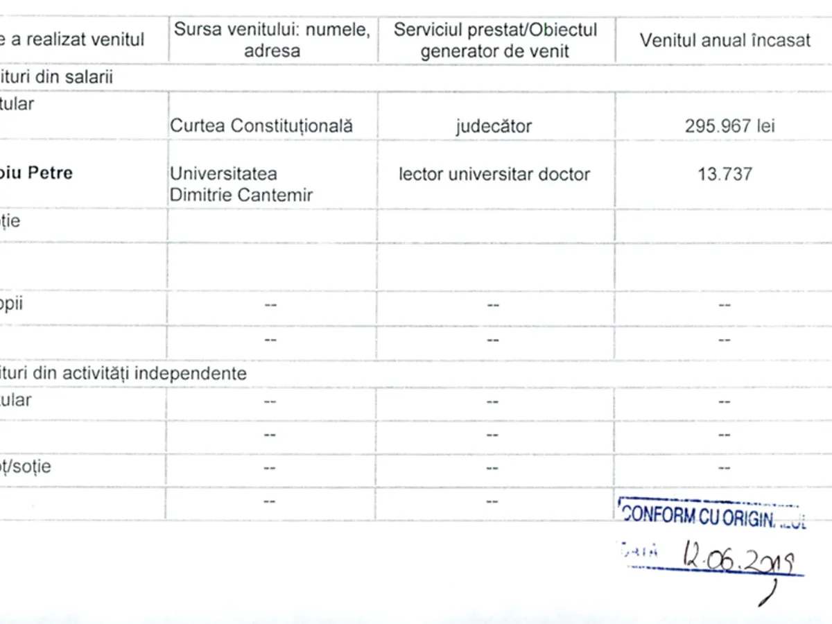 Declarație avere Petre Lăzăroiu - Foto: ANI