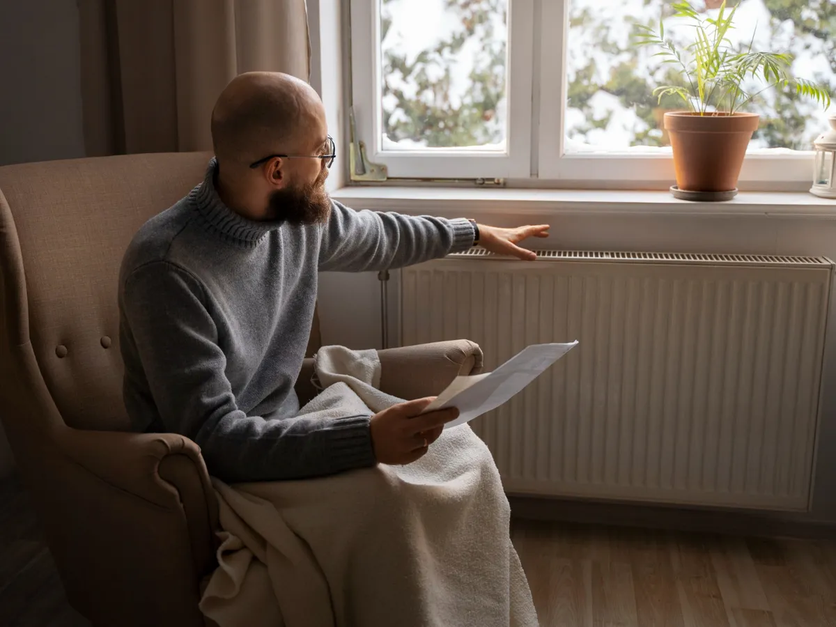 Bărbat care stă lângă calorifer - Foto: Freepik (Imagine cu rol ilustrativ)
