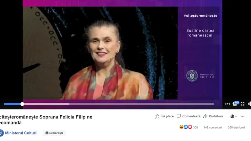 Felicia Filip îndeamnă la lectură, clip devenit viral