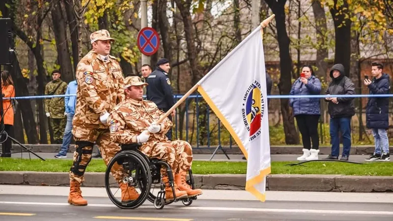 Ionuț Butoi, Port-drapelul Asociației Militarilor Veterani şi Veteranilor cu Dizabilităţi/foto: facebook