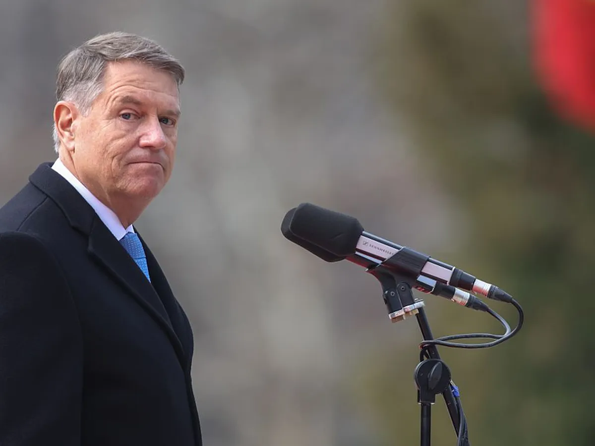 Klaus Iohannis, în timpul ceremoniei de la Cotroceni, la finalizarea mandatului său - Foto: INQUAM PHOTOS/George Călin