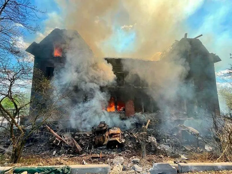 Şcoala Lîsîceansk din Lugansk, distrusă de ruși. / Foto: MFA of Ukraine, Twitter