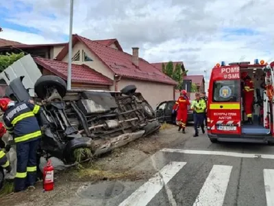 Accident în Bistrița - Foto: ISU Bistrița-Năsăud
