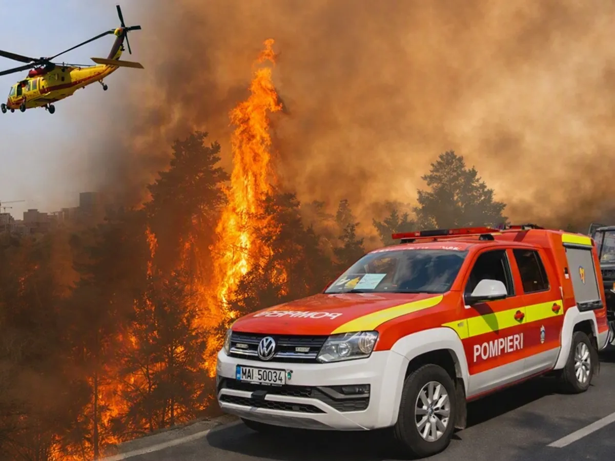 România a trimis un Black Hawk în Serbia - Foto: Capturi video IGSU și Profimedia Images editat cu ajutorul AI