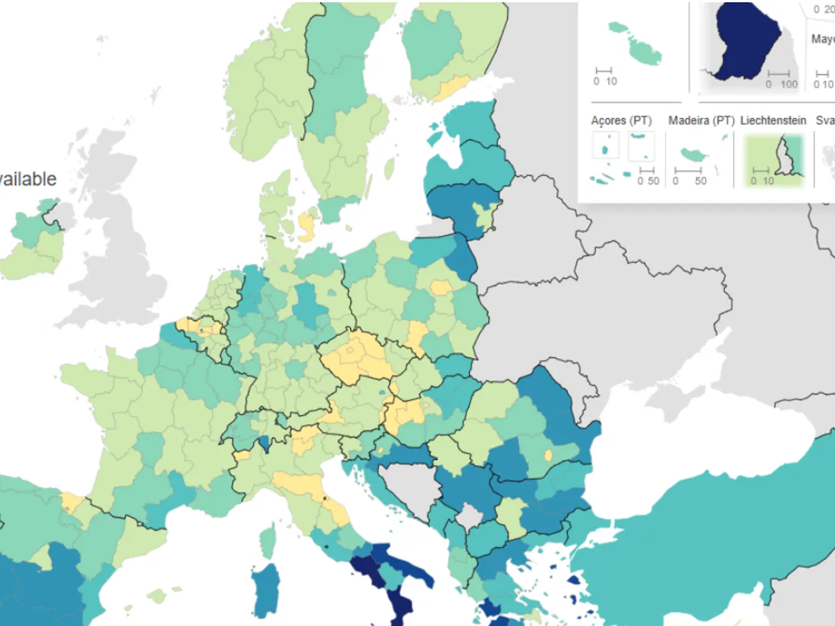Harta sărăciei în Europa - FOTO Captură Eurostat