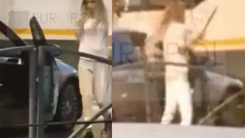 Femeia cu maceta, care sărit să-l ajute pe tipul cu BMW, ar fi o damă de companie. Și ea și agresorul sunt liberi Foto: captură EUROPOL