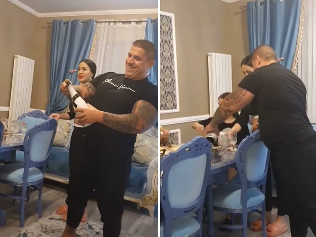 Adrian Corduneanu, petrecere cu șampanie în arest la domiciliu Foto: captură TikTok