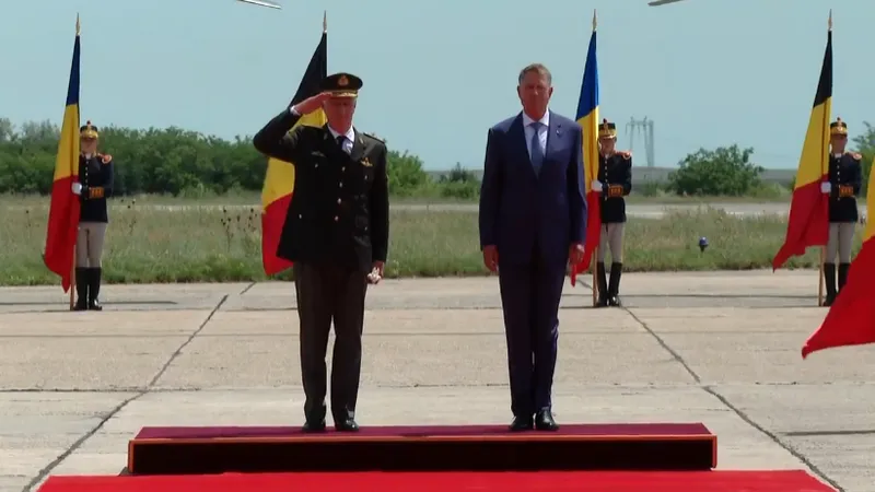 VIDEO Regele Belgiei a ajuns în România. A fost primit de Klaus Iohannis la Baza Mihai Kogălniceanu/FOTO: Captura video