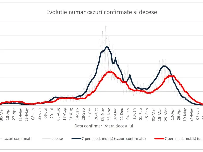 Evolutie numar cazuri confirmate si decese. / Foto: RO Vaccinare / Facebook