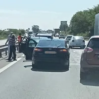 Accident în lanț cu patru mașini, pe autostrada A1 Pitești-București, la Ciorogârla. / Foto: infotraficromania.ro
