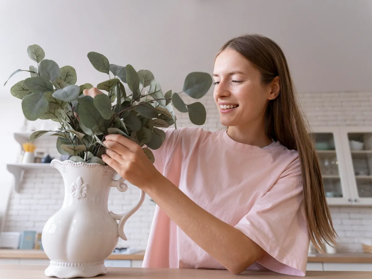 Femeie care a pus flori în vază - Foto: Freepik (Imagine cu rol ilustrativ)