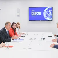 Klaus Iohannis a purtat discuții la #COP26 cu John Kerry, Reprezentantul Special al Președintelui Statelor Unite ale Americii pentru Climă  Foto: Presidency.ro