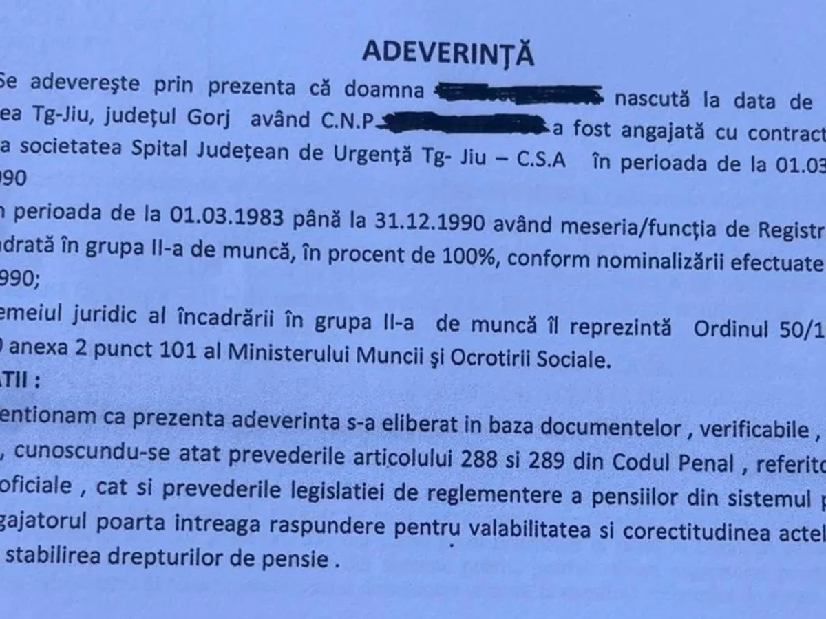 Adeverință - Foto: Facebook