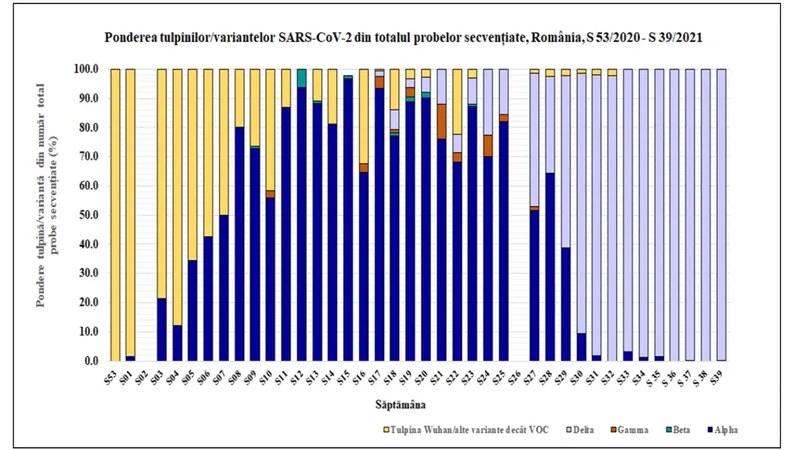 Evoluția infectărilor cu tulpini mutante. Sursa: INSP