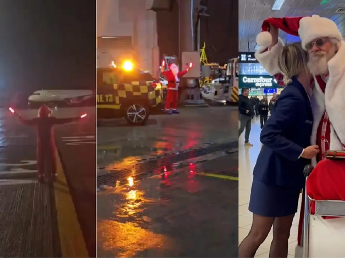 Moș Crăciun pe aeroport - Foto: captură Aeroporturi București