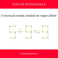 TEST DE INTELIGENȚĂ Corectează ecuația 5+9=9, mutând doar un chibrit. Ai 10 secunde - Foto: Colaj Newsweek / mindyourlogic.com
