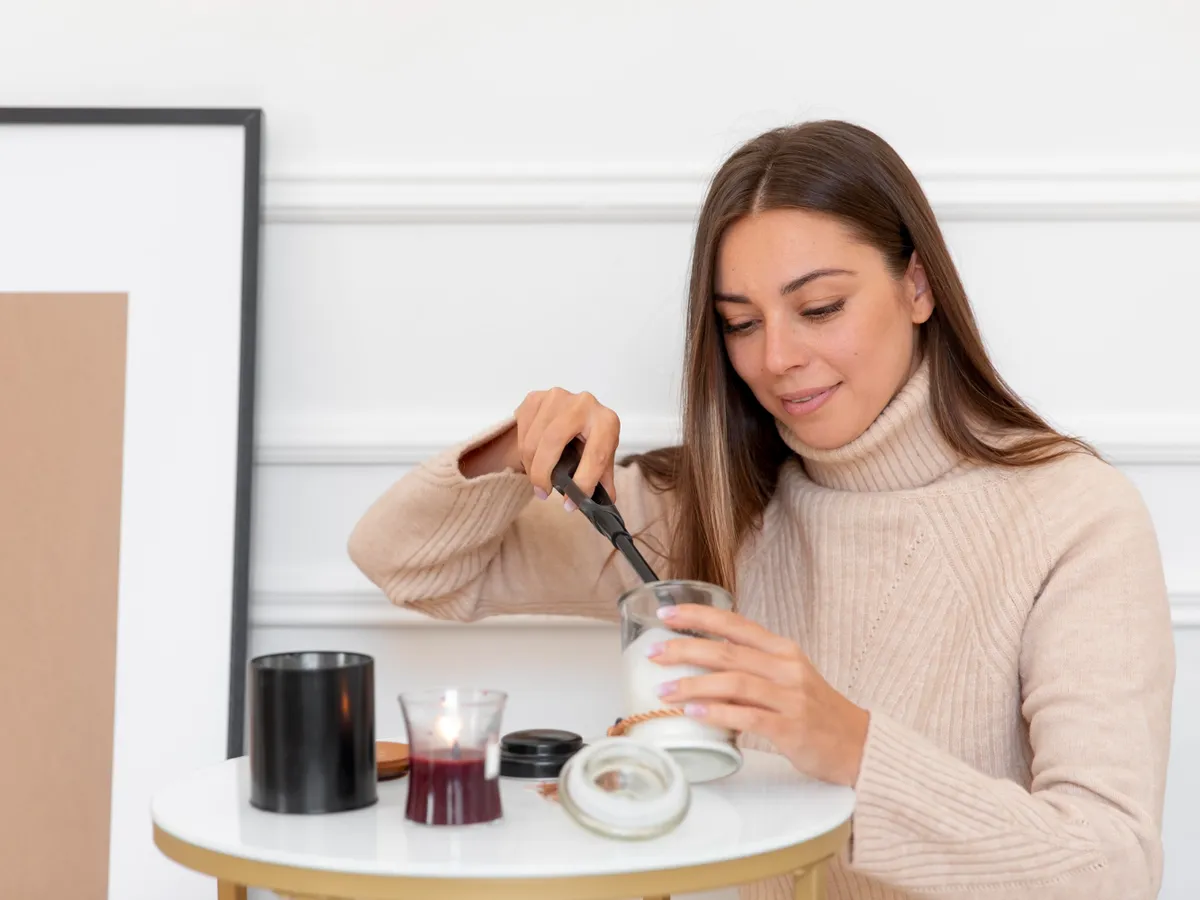 Femeie care aprinde o lumânare parfumată - Foto: Freepik (Imagine cu rol ilustrativ)