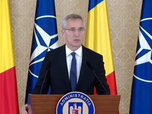 Secretarul general al NATO, Jens Stoltenberg, la București. / Foto: captură video