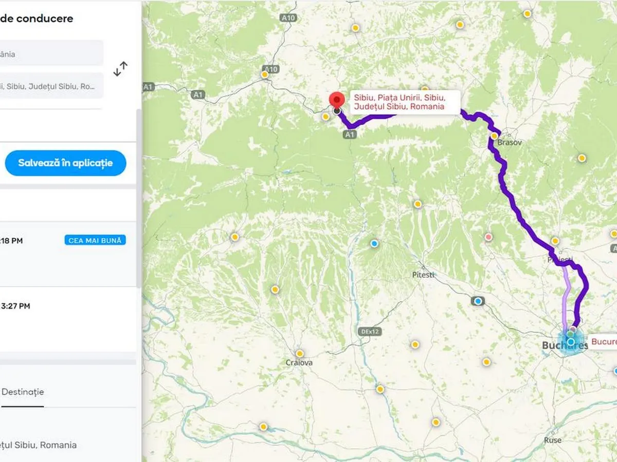România blocată! București – Sibiu: 7-8 ore, Cluj – Constanța: 15-16 ore, Arad – Giurgiu 14-15 ore - Foto: captură ecran Waze