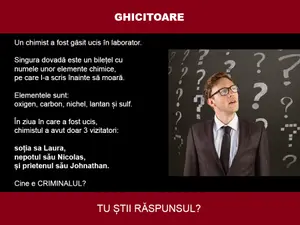 GHICITOARE Cine l-a omorât pe chimist? Johnathan, Laura sau Nicolas? Singura dovadă este un bilețel - Foto: Colaj, Freepik.