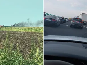 Incendiu pe autostrada A7 - Foto: facebook/ Stiri de Buzău