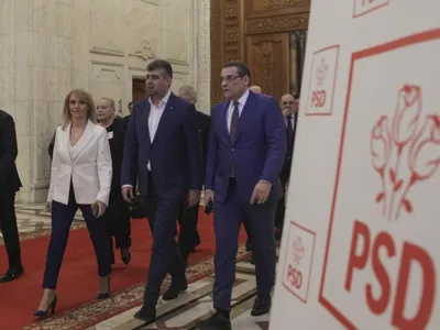 Marcel Ciolacu și doi dintre candidații PSD din București, Gabriela Firea și Gabriel Mutu//Inquam Photos/Octav Ganea