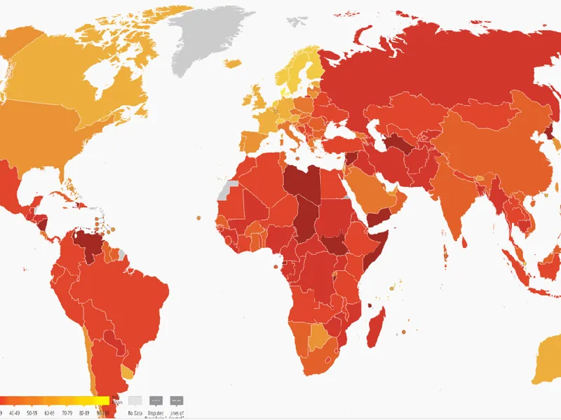 Harta corupției mondiale- Foto: Transparency International