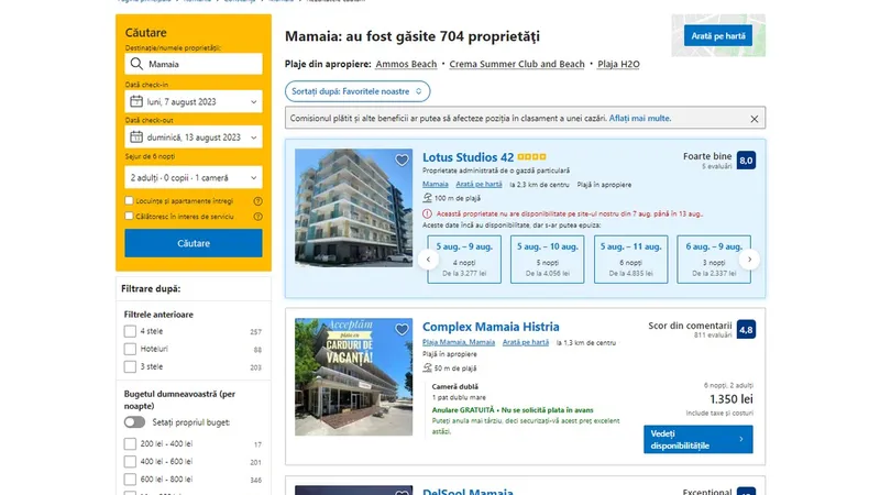 Vacanță la hotelul Simonei Halep din Mamaia? Trebuie să câștigi Roland Garrosul: 1.000 €/6 nopți - Foto: captură ecran booking.com