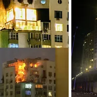 Kievul sub asediu rusesc. O dronă kamikaze a lovit un bloc de locuințe provocând un incendiu - Foto: X/@United24media