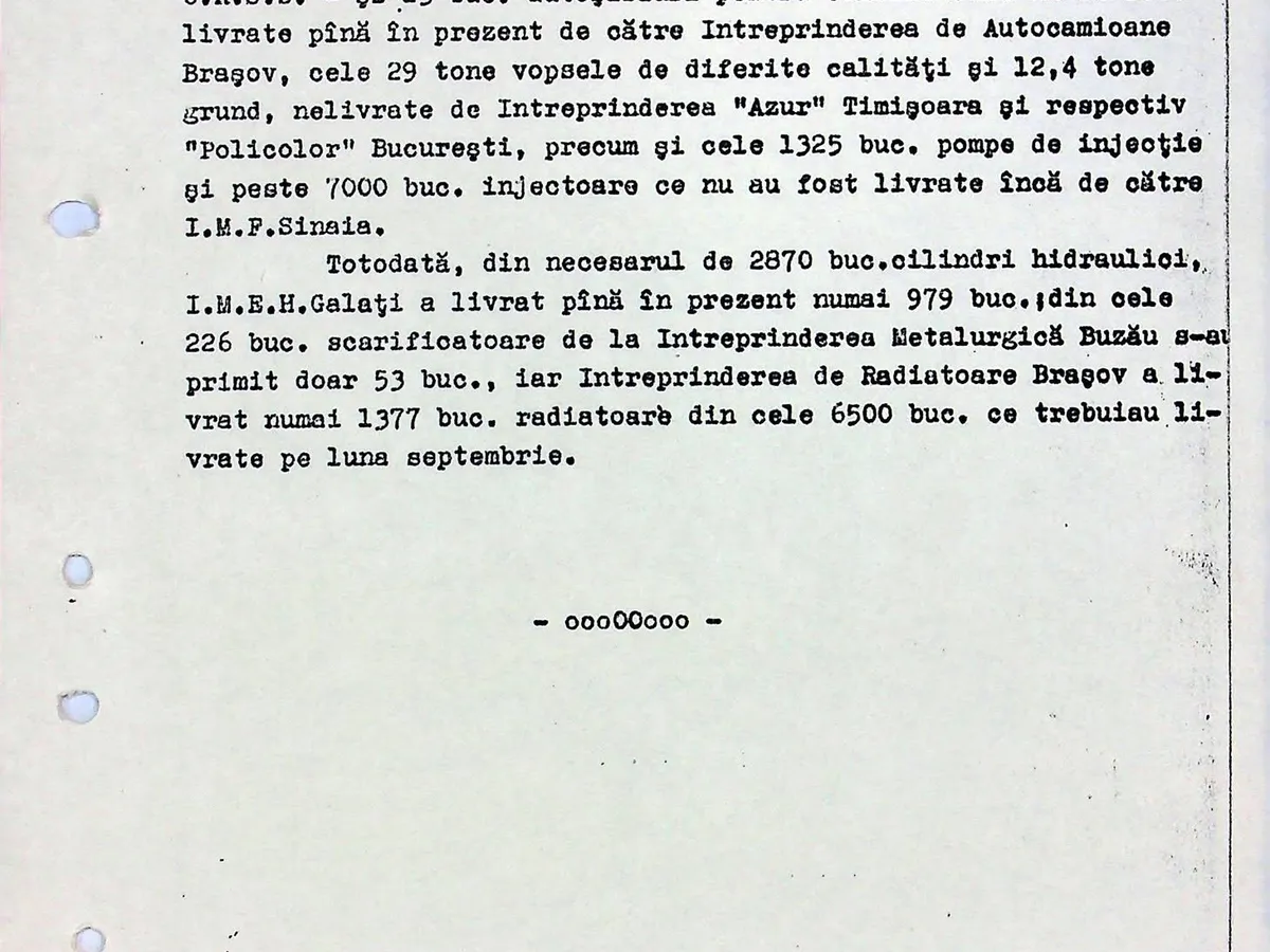 Nota Nr. 02258 a Securității din 30 septembrie 1989 despre industria din România - Foto: Facebook / CNSAS