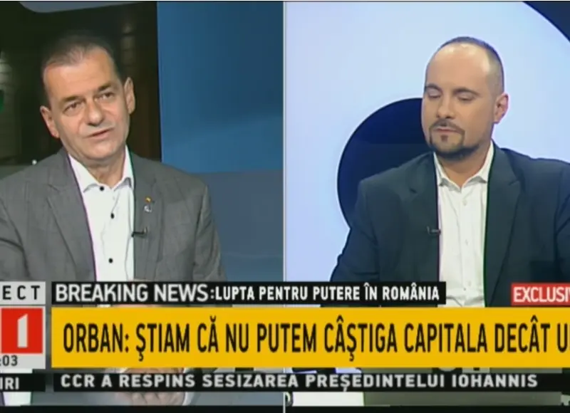 Ludovi Orban a fost invitatul lui Silviu Mănăstire, săptămâna trecută, pe 29 septembrie Foto: b1tv.ro