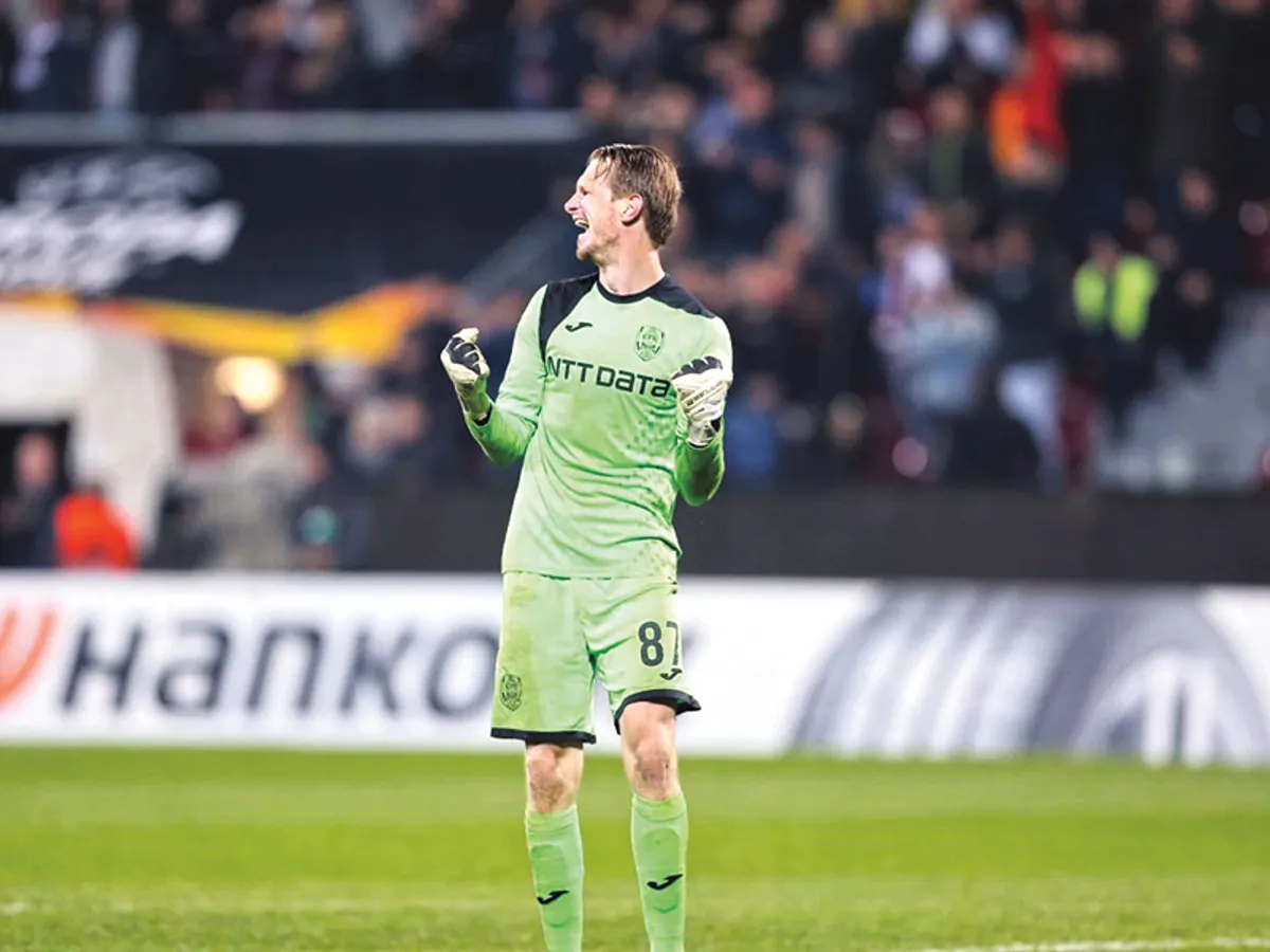 Portarul lituanian, Giderius Arlauskis a fost eroul meciurilor câștigate de CFR Cluj cu Stade Rennais - Foto: INQUAM PHOTOS/ Mircea Roșca