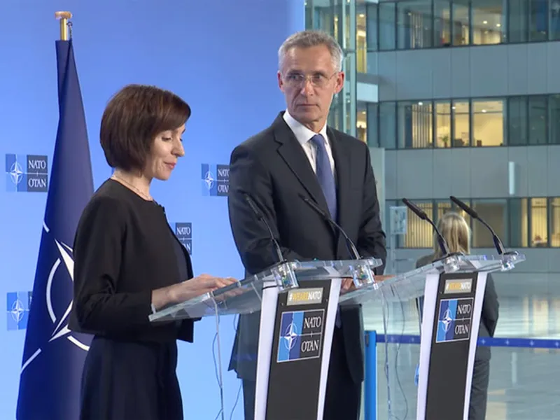 Președintele R. Moldova, Maia Sandu, și secretarul general al NATO, Jens Stoltenberg/Foto: NATO.int