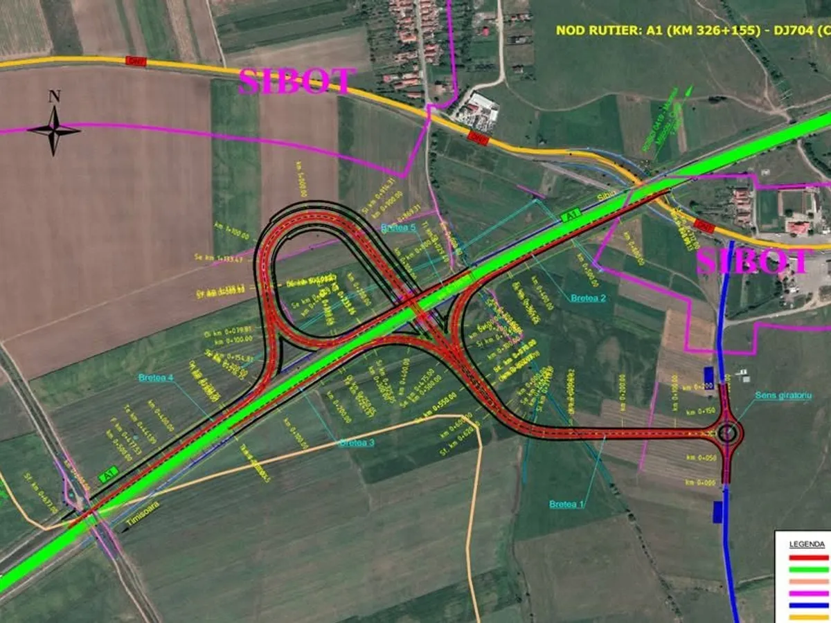 Construcția Nodului Rutier A1 (km 326+155) – DJ 704 (Cugir) - Foto: Facebook / Cristian Pistol