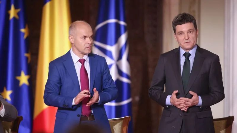 Nicuşor Dan şi Daniel Funeriu, la dezbaterea electorală de la TVR 1 - Foto: INQUAM PHOTOS/George Călin